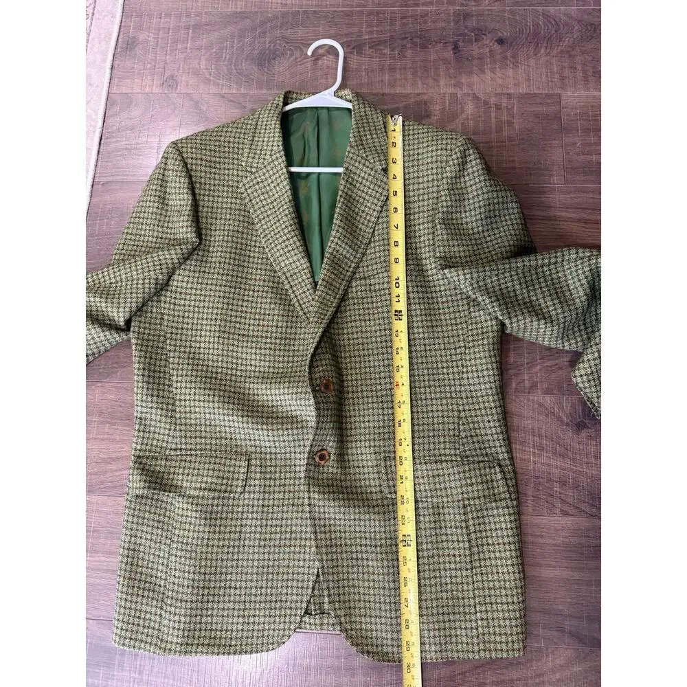 Botany 500 Blazer Bledsoe’s Mens’s Shop Green‎ Houndstooth Wool 41 Regular Vtg